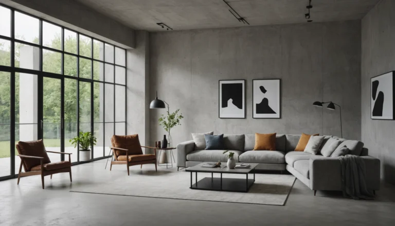 mur style béton pour le salon moderne