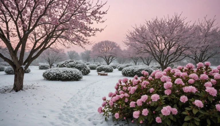 arbuste à fleurs roses en hiver