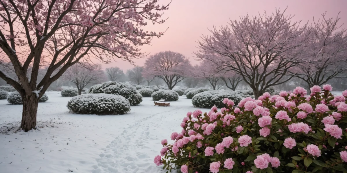 arbuste à fleurs roses en hiver